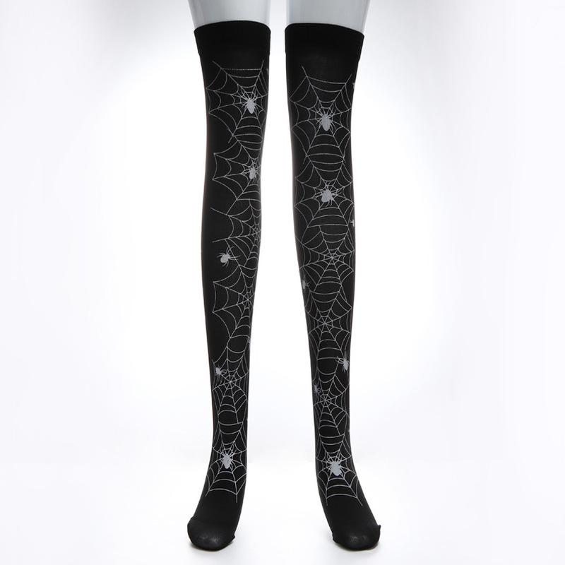Schädel Gothic Dunkel Lang Sexy Strümpfe Harajuku Emo Alternative Lolita Socken Dessous Haut Oberschenkel Hoch Strumpfhalter Strumpfwaren Strümpfe 70cm black