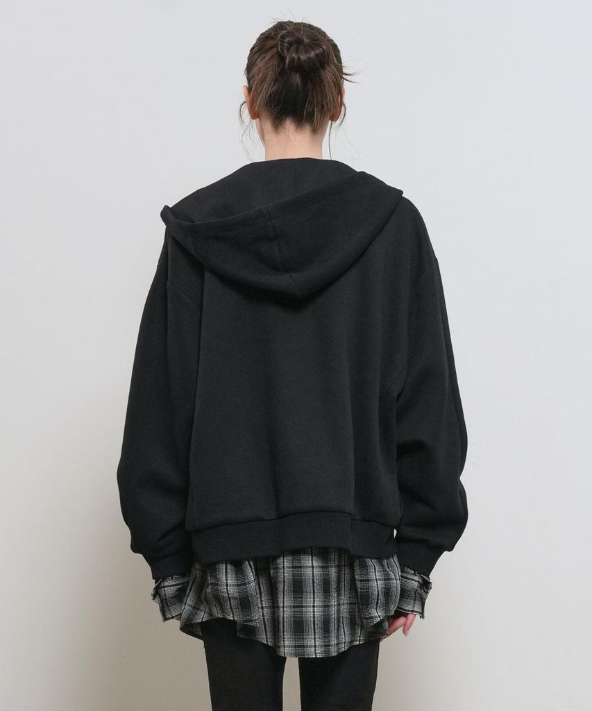 Generalidea Unisex Shirt Layered Zip-Up Hoodie [Black] / Gf1Ujp004