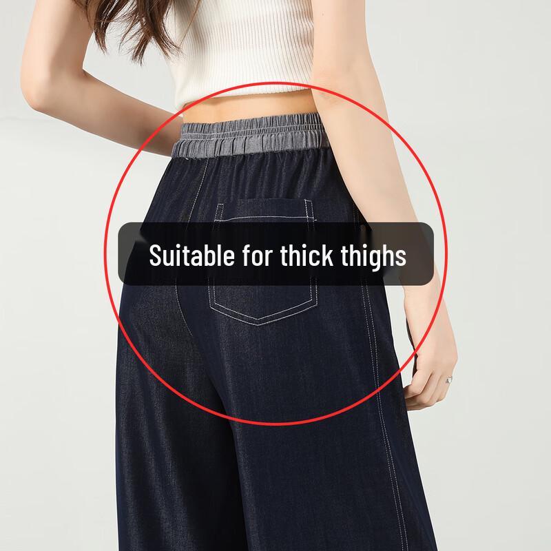 Women s High-Waist Denim-Look Wide-Leg Pants S