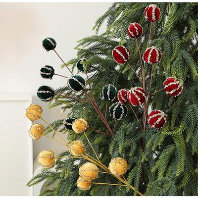 Velvet Christmas Ball Cuttings For Christmas Scene Arrangement, Christmas Tree Decoration, Simulated Berry Ball Cuttings.