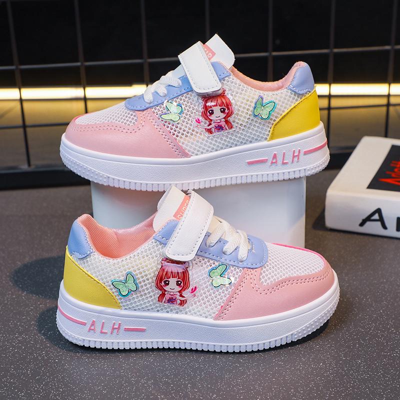 Girls' Summer 2025 Mesh Breathable Sports Shoes - Soft Sole, Lightweight Sneakers for Children