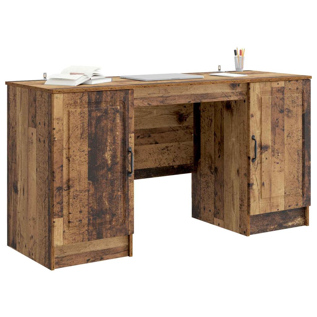 Desk with Shelf Rustic Wood Look 142.5 x 50 x 75 cm Particleboard