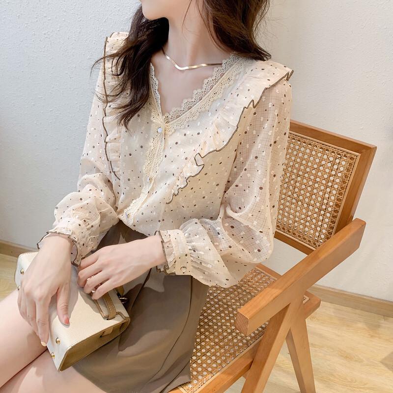 Mokana Women's Sweet Elegant Floral Long-Sleeve Blouse