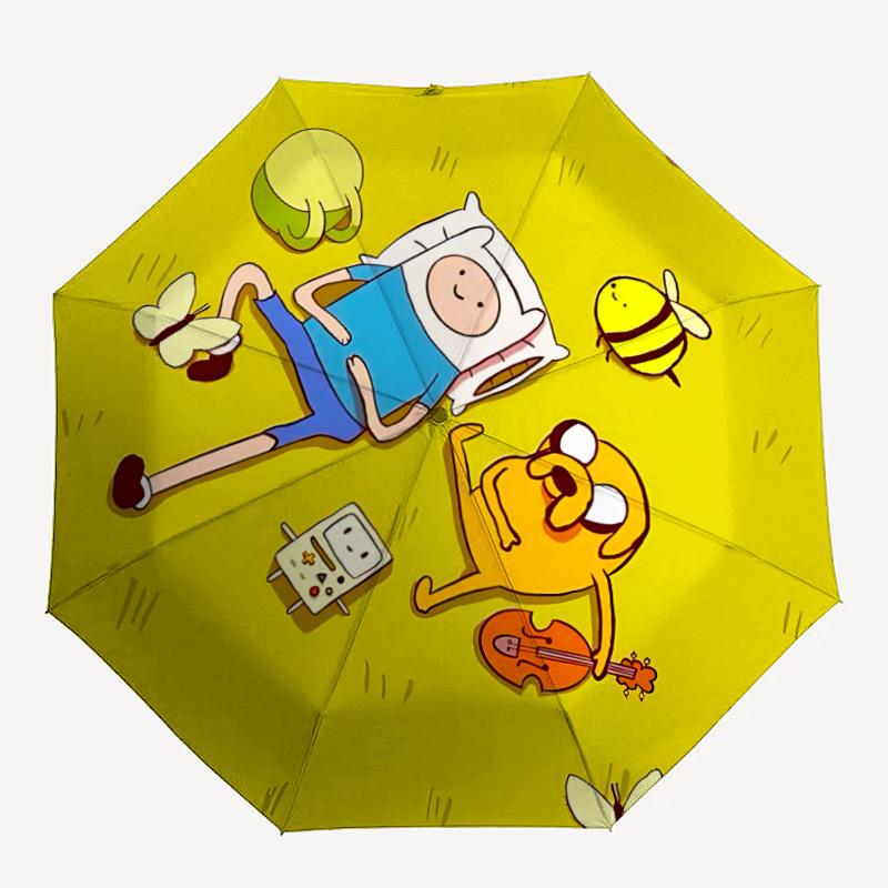 

1PC Finn and Jake Pattern Automatic Folding Umbrella, Portable Collapsible Design, Casual Outdoor Accessory, For All Seasons yy250912008