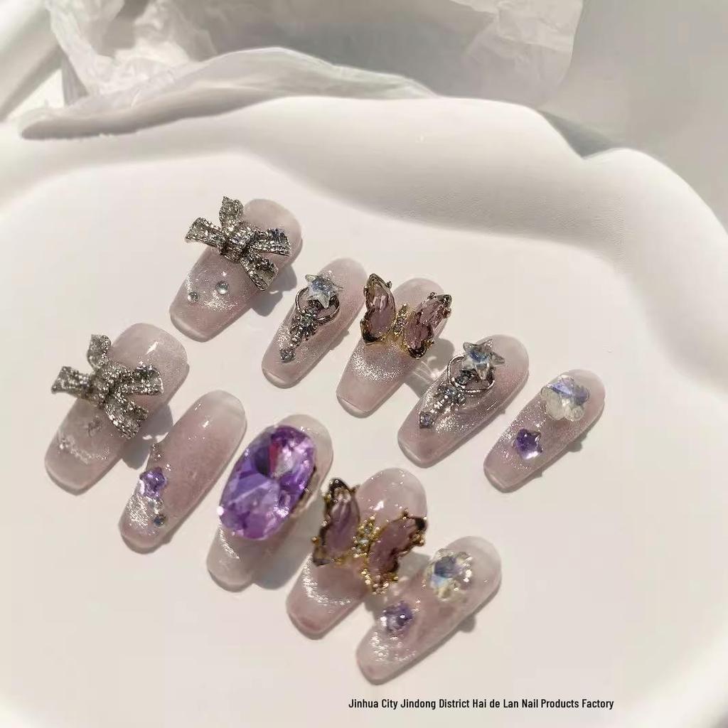 Handmade Cat Eye Butterfly Diamond Removable Nail Patches