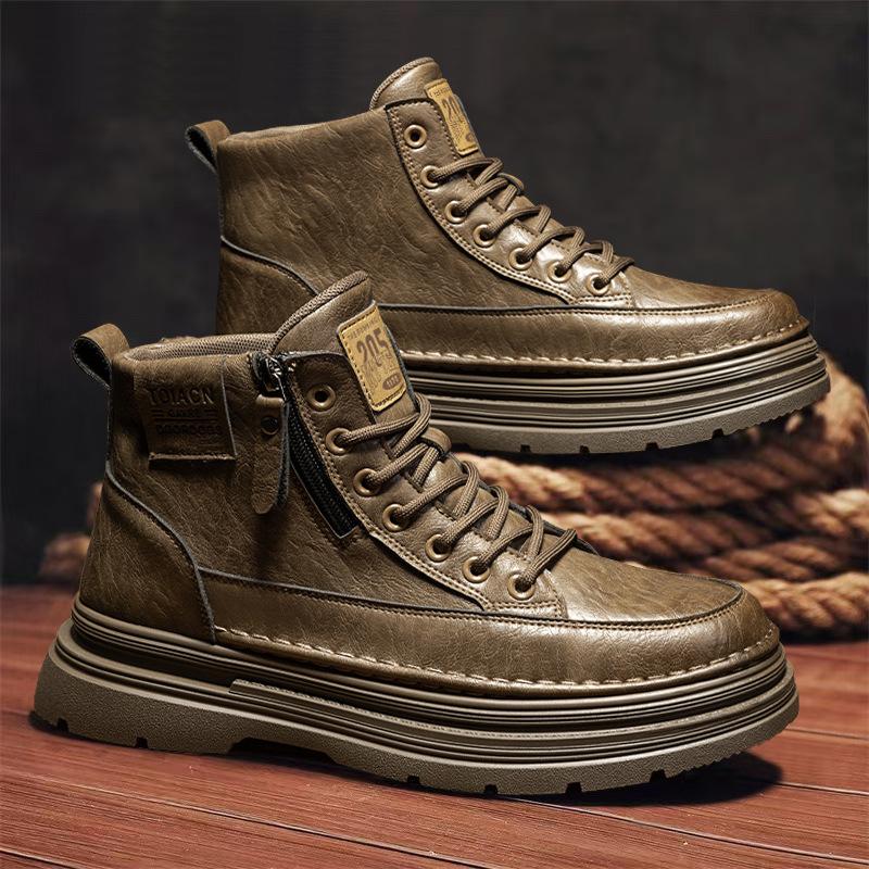Fashion Men's high top boots new casual fashion comfort casual boots wear-resistant height increasing versatile high top workwear boots