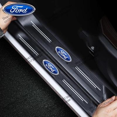 Car Sticker Ford 4Pcs Car Carbon Fiber Door Sill Strip Car Door Sill Protector For Ford Focus 2 3 4 Mondeo Fiesta Ecosport Kuga