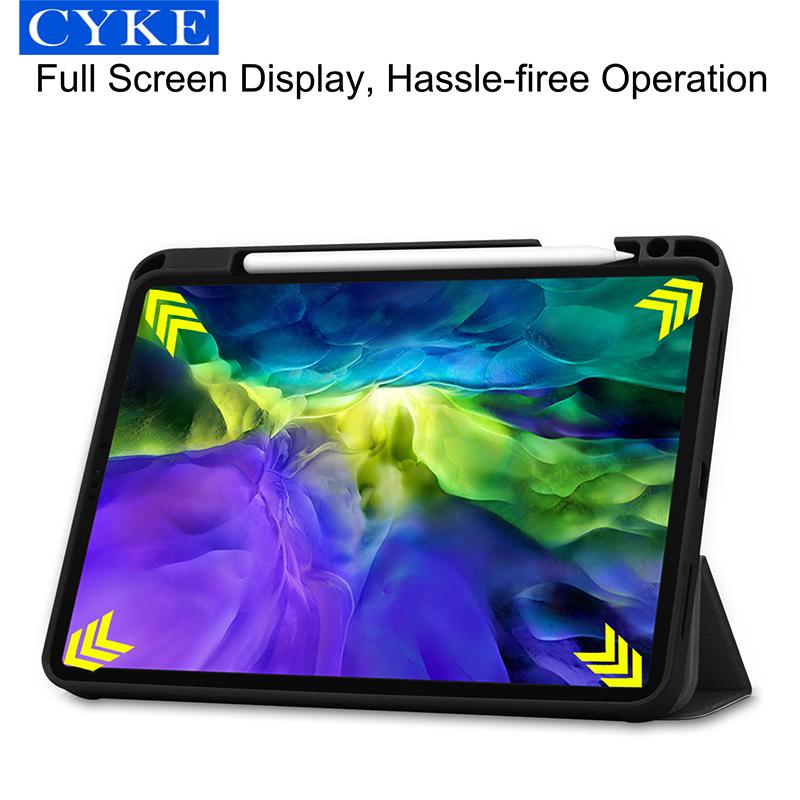 CYKE Trifold Flip Tpu Tablet Case 11 Inch Pu Leather Case for Apple 2020 Ipad Pro 11 Tablet Cover With Pencil Holder