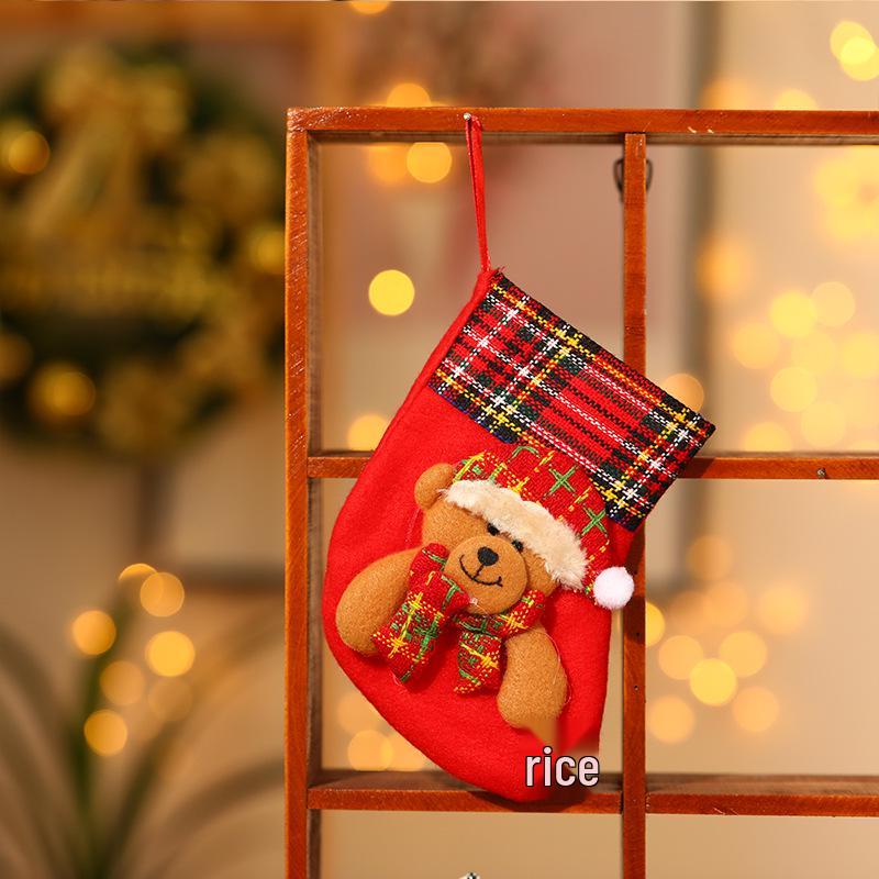 Weihnachtsszene Strumpfbeutel - Kleiner Anhänger & Süßigkeitenhalter für Kinder