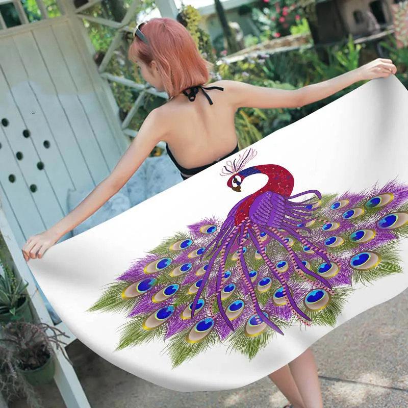 Peacock Beach Towel Wild Animal Bath Towel Sport Travel Camp Spa Gym Yoga Pool Towels Microfiber Shower Quick Dry Swimming Cover