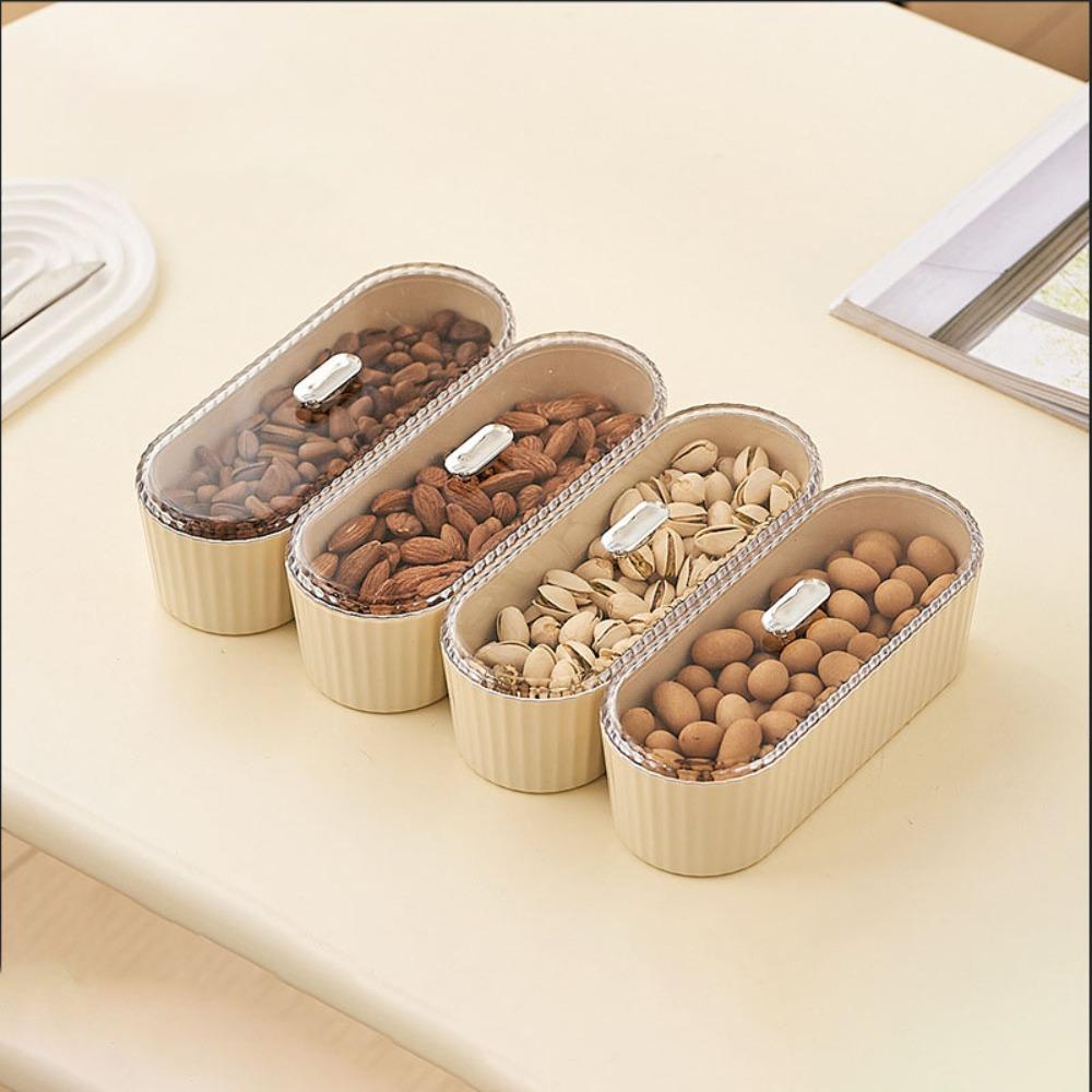 

1/4/5 шт. с крышкой Фруктовая тарелка Пластиковый настольный ящик для хранения Модный контейнер для мелочей Beige-4Pcs