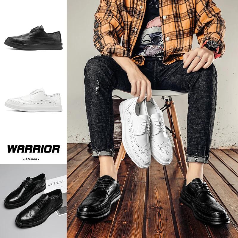 Fashion Fashion Derby Leather Men Shoes White Lace Up Solid Simple Dress Business Casual Party Wedding Flat Shoes For Man