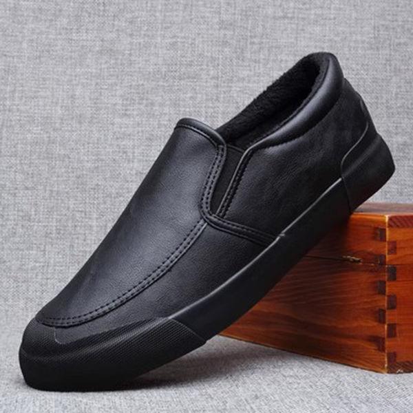 2025 new men's shoes winter trendy shoes one-pedal leather shoes men's business casual shoes velvet thermal cotton shoes men's
