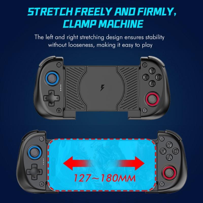 Stretchable Game Controller Wireless Charging Hall Effect Joystick Bluetooth-compatible Phone Gamepad with Cooling Fan