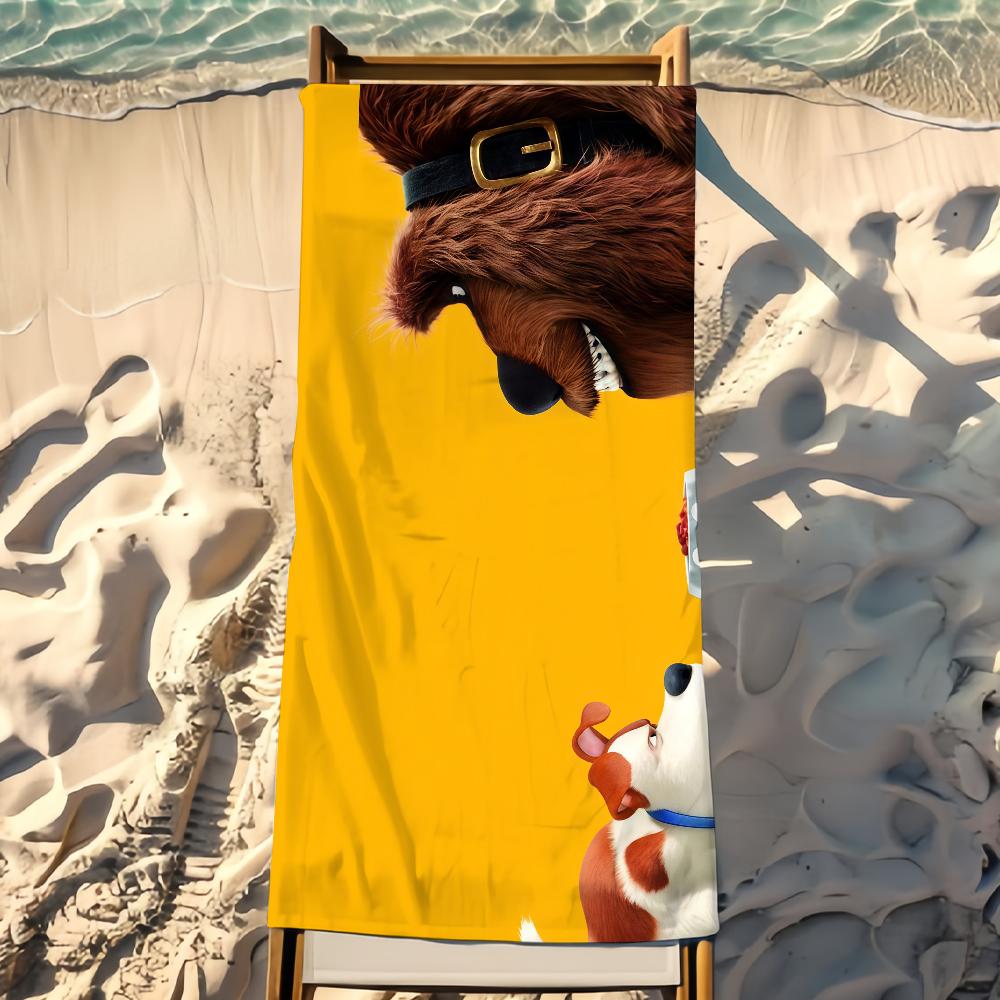 Cartoon THE S-SECRET LIFE OF P-PETS Towel Beach Shower Bath Travel Lightweight Skin Friendly for Pool Camping Cruise Summer