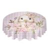 Easter Watercolor Rabbit Flower Round Table Cloth Festival Dining Waterproof Tablecloth Table Cover For Wedding Party Decor