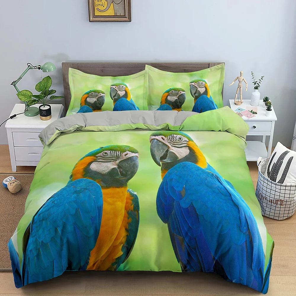 

Animal Parrot Pattern Comfortable Duvet Quilt Cover Pillowcase Bedding Set Children Bedroom Decoration Home Textile 70x133cm 2pcs