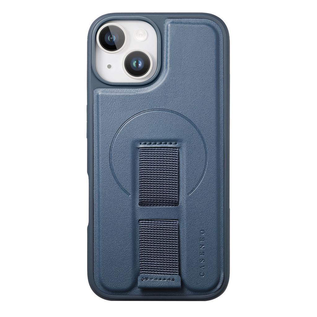 For iPhone 15 Magnetic Case CASENEO Wristband PU Leather + PC Shockproof Phone Cover