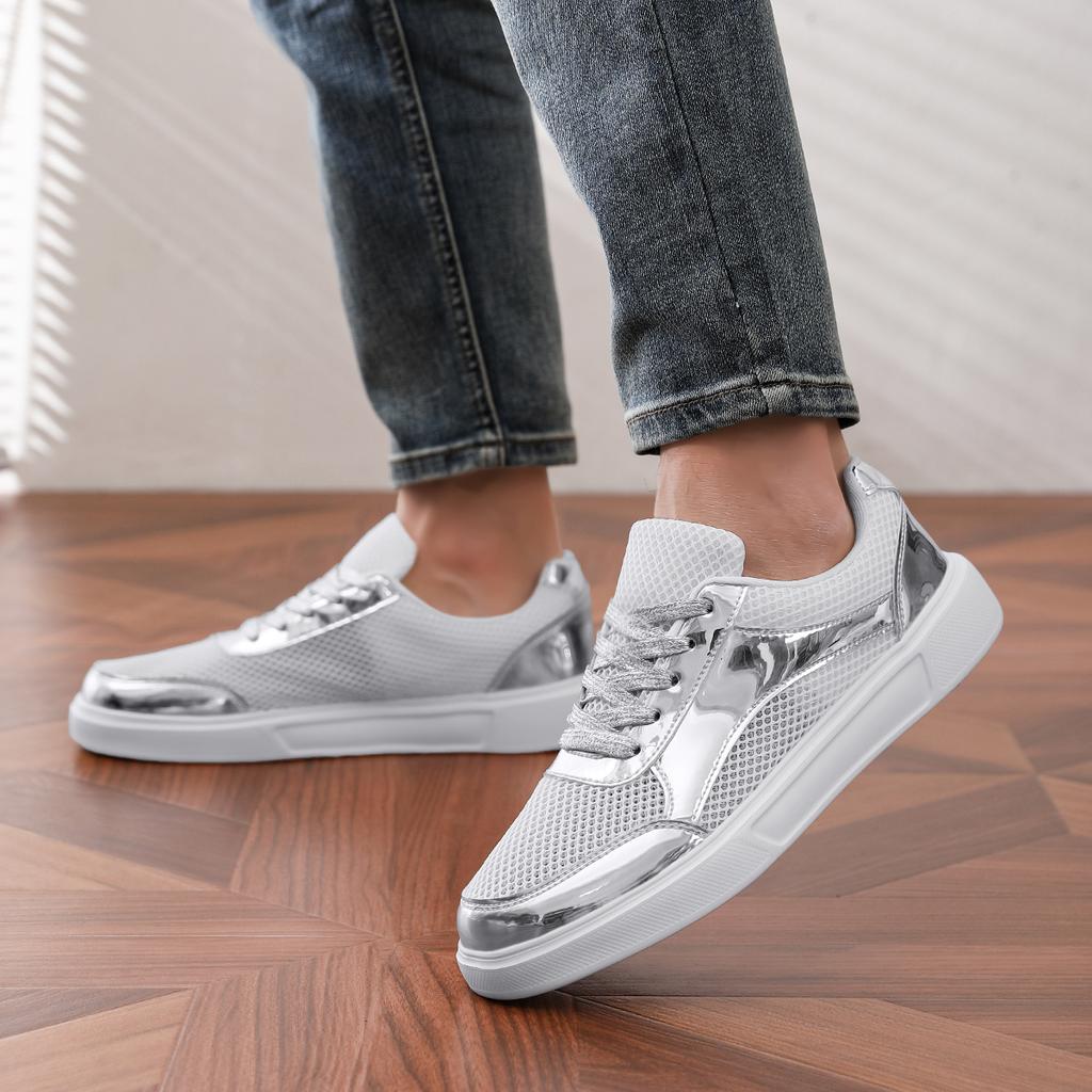 TUINANLE Women Sneakers Rhinestone Ladies Shoes Mesh Vulcanized Shoes Thick-soled Casual Bling Glitters Shoes