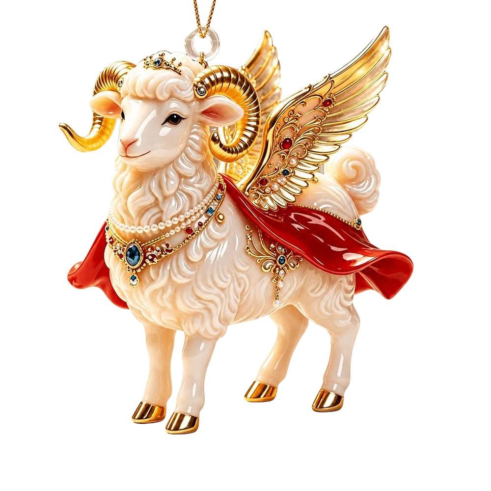 Acrylic Goat Hanging Ornament 2D Flat Animal Hanging Decoration Holiday Party Decor
