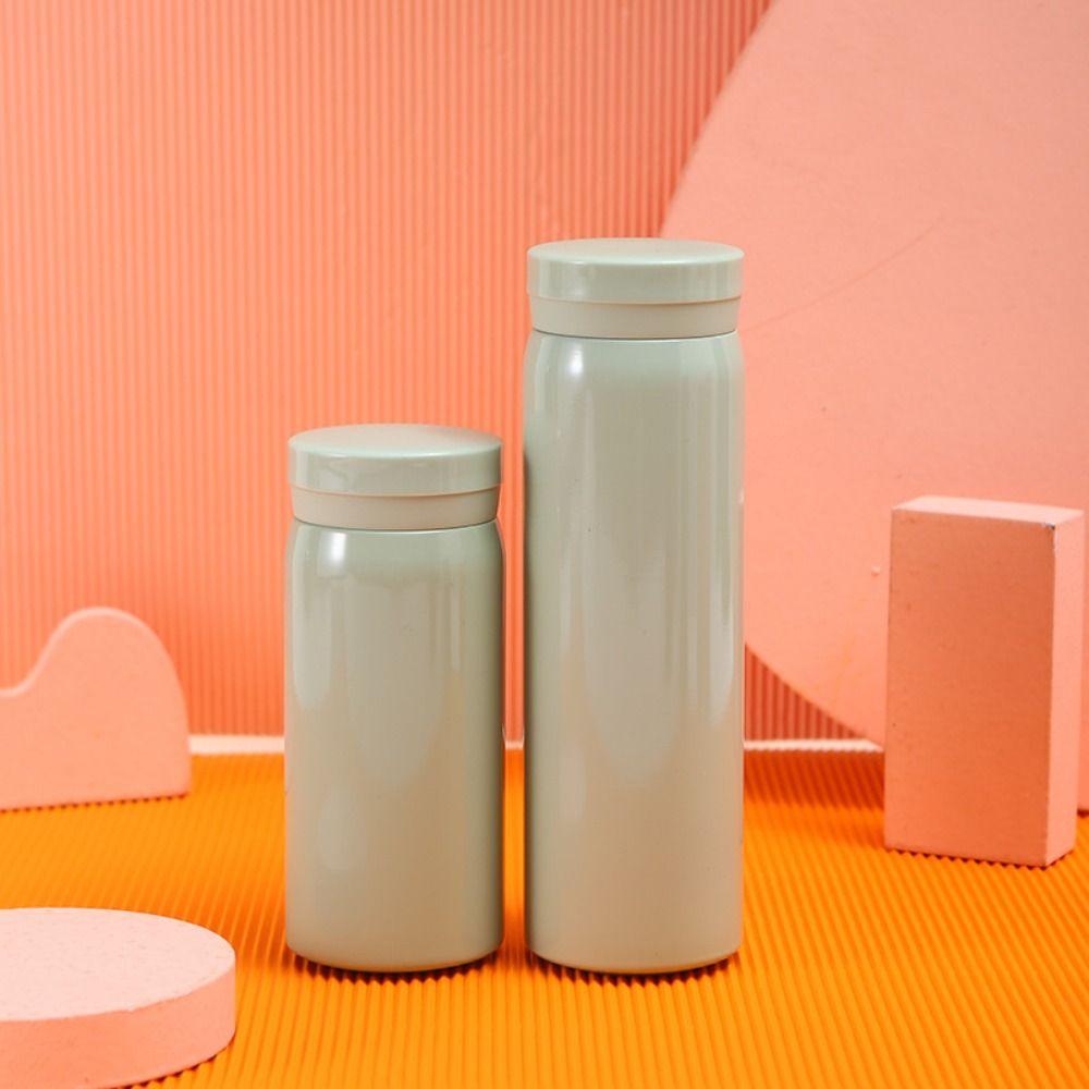 Solid Color Slim Insulated Thermal Water Bottle Round Hot Cold Water Bottle  Outdoor Hiking
