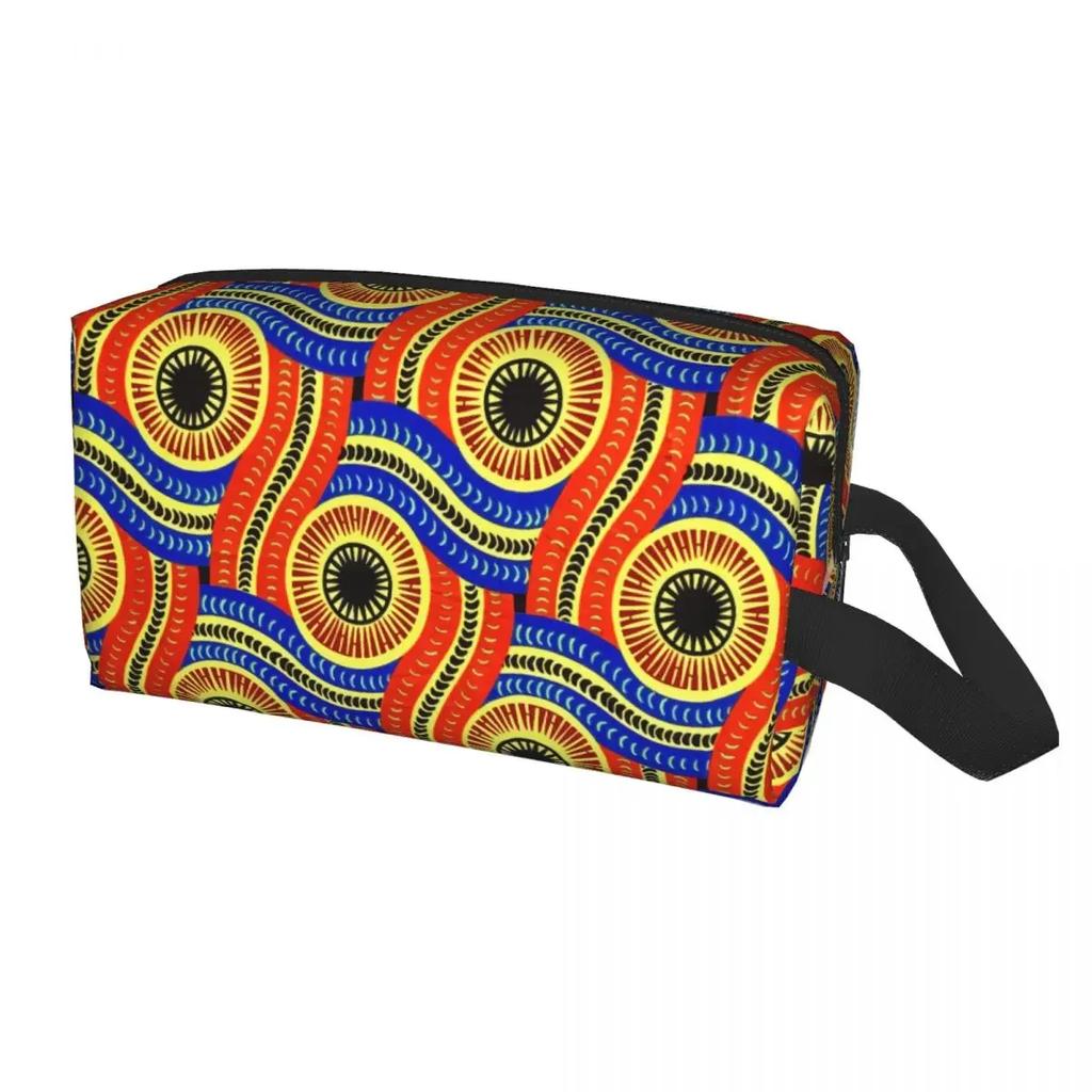 Custom Traditional African Ethnic Tribal Ankara Geometric Cosmetic Bag Large Capacity Makeup Case Beauty Storage Toiletry Bags