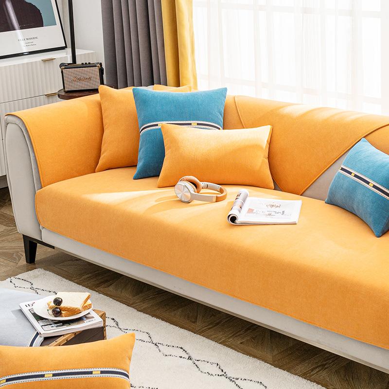 Leichter Luxus-Stil, neuer Sofakissenbezug aus Chenille-Leder, für alle Jahreszeiten, universell, rutschfest, schlicht, modern, für den Sommer