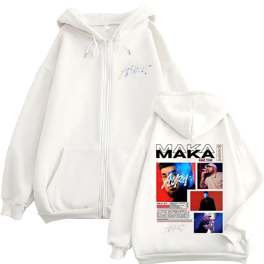 Rapper Maka Aura Tour Reißverschluss Kapuzenpullover Herren Damen Kleidung Mode Hip Hop Zip Up Sweatshirts Langarm Oversized Pullover