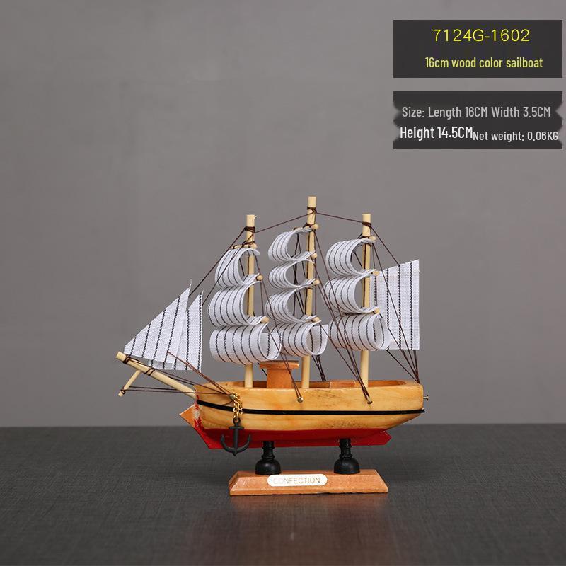 Wooden Pirate Ship Model: Small Boat Ornament for Office or Room Decoration