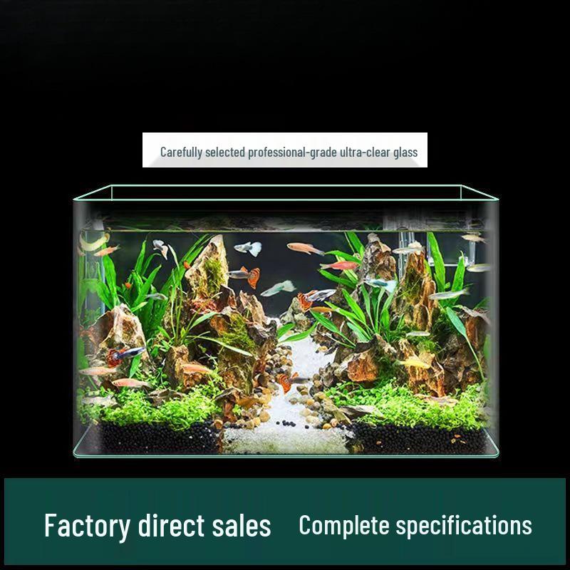 Acuario de Cristal Dorado Ultra Blanco para Salas de Estar, Oficinas, Vestíbulos de Hoteles - Pantalla Ornamental Grande