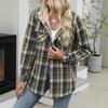 Fall Winter Women's Plaid Jacket Long Sleeve Hooded Cozy Coat with Pockets