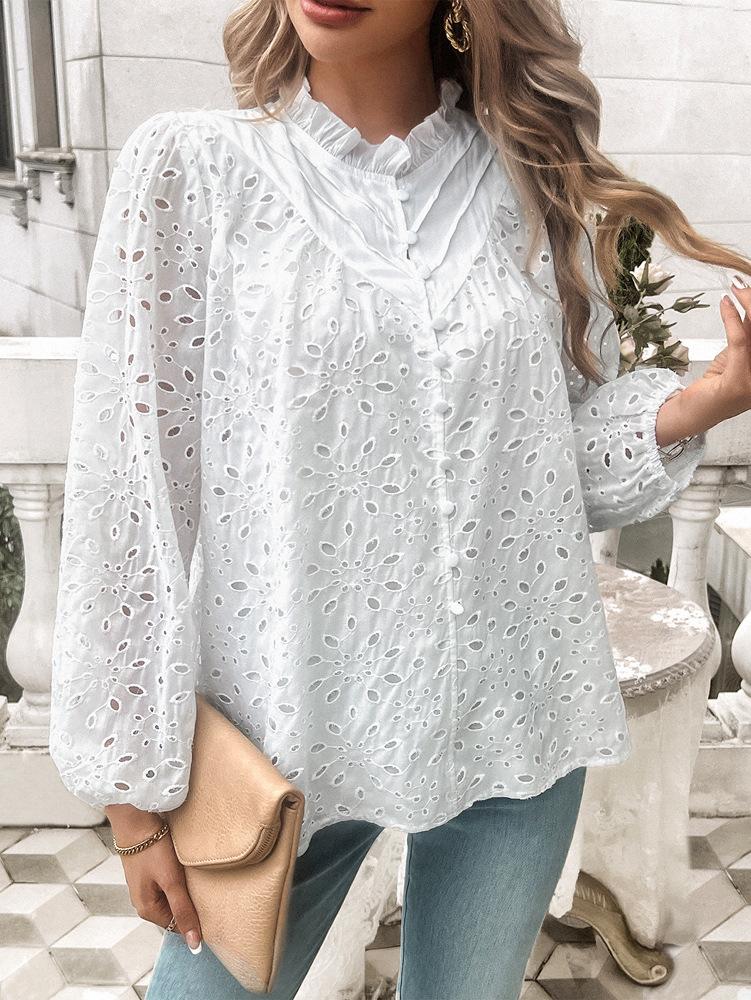 Women's Winter Skeleton Bubble Sleeve Long Sleeve Blouse Top