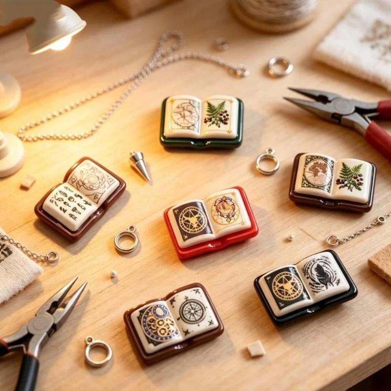 Retro Pattern Mini Resin Magic Book Charms 5/10/20PCS Bulk Pack for DIY Earring Pendant Jewelry Making Craft Supplies