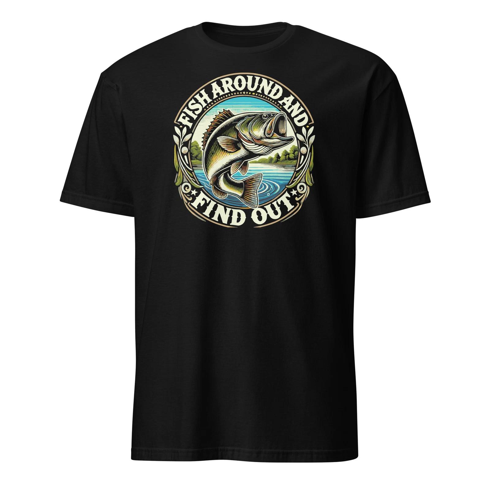 

Fun Fishing Looking for Fish T-shirt Witty Bass Fishing T-shirt High Quality Printed Round Neck Short Sleeve Personality Tops 3XL