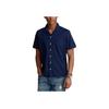 Polo Ralph Lauren Solid Color Pony Embroidered Loose Short Sleeve Shirt Men Shirts Dark-Blue MNPOWOV1N820436-410