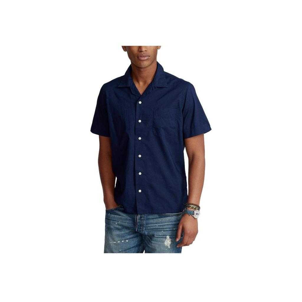 Polo Ralph Lauren Solid Color Pony Embroidered Loose Short Sleeve Shirt Men Shirts Dark-Blue MNPOWOV1N820436-410
