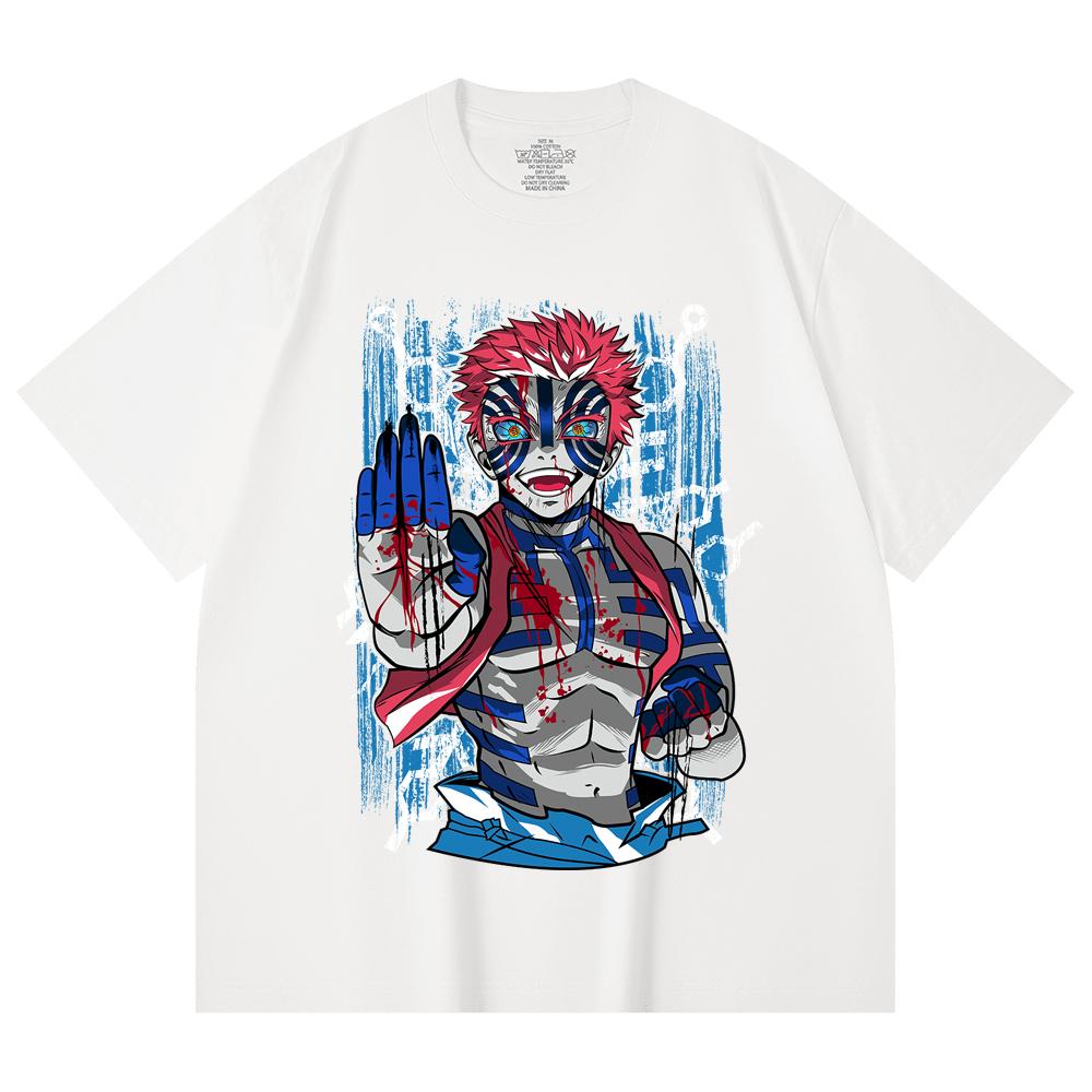 230 Gsm 100% Cotton Demon Slayer V79 Akaza Print Unisex Heavy Cotton T Shirt
