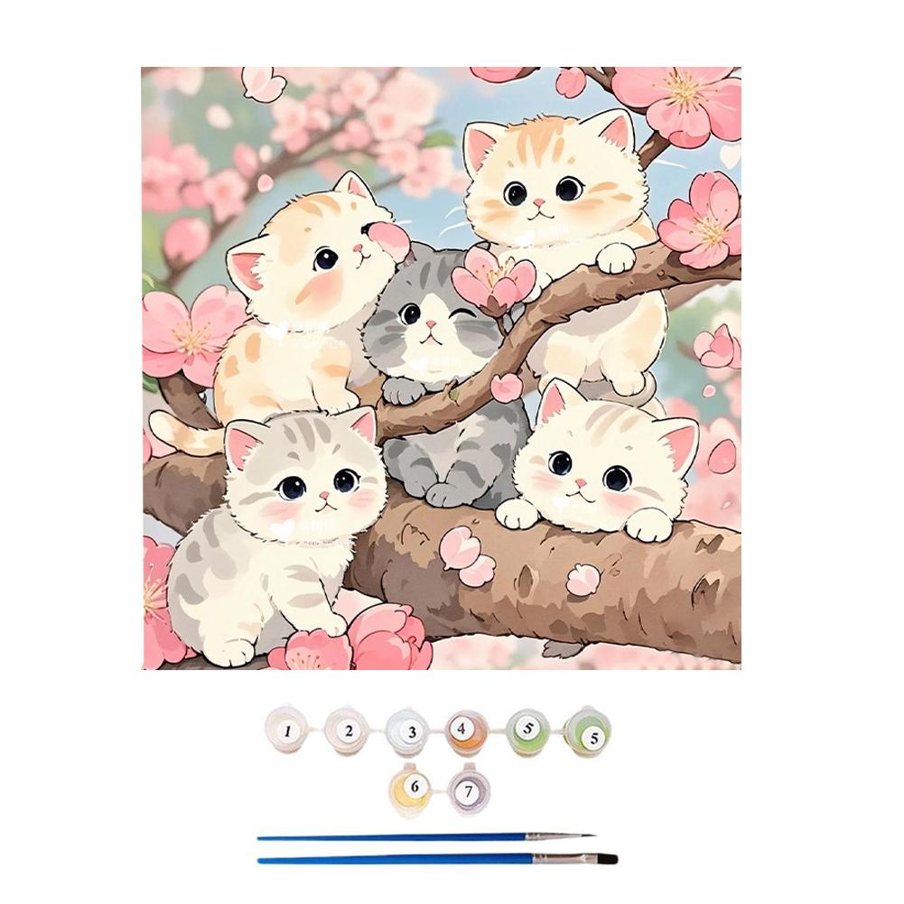 Simple Cat Paint by Numbers Kit,Paint by Number Kits on Canvas for Kids Beginners,Digital Oil Painting Kits for Home Wall Decor