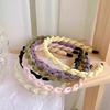 Women Headband Anti-Slip Teeth Mesh Yarn Twist Soft Braided Texture Hair Hoop Washing Face Headband Hair Accessory