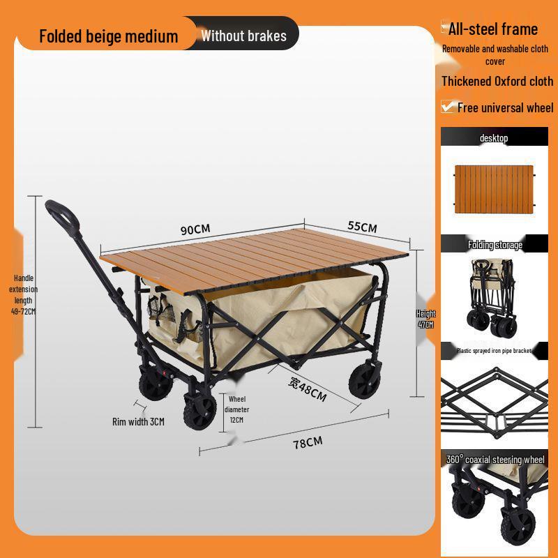 2025 Foldable Outdoor Camping Cart - Lightweight Picnic and Campsite Trolley