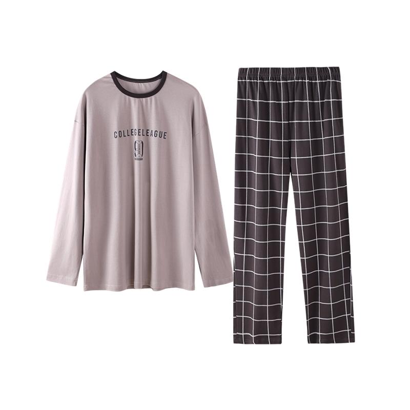 Βαμβακερή Πιτζάμα Σετ Κομψό Μινιμαλιστικό Στυλ Πιτζάμες Μεγάλο Μέγεθος Φόρμα Σπιτιού για Αγόρι Φθινόπωρο Χειμώνας Ανδρική Καθημερινή Ρόμπα