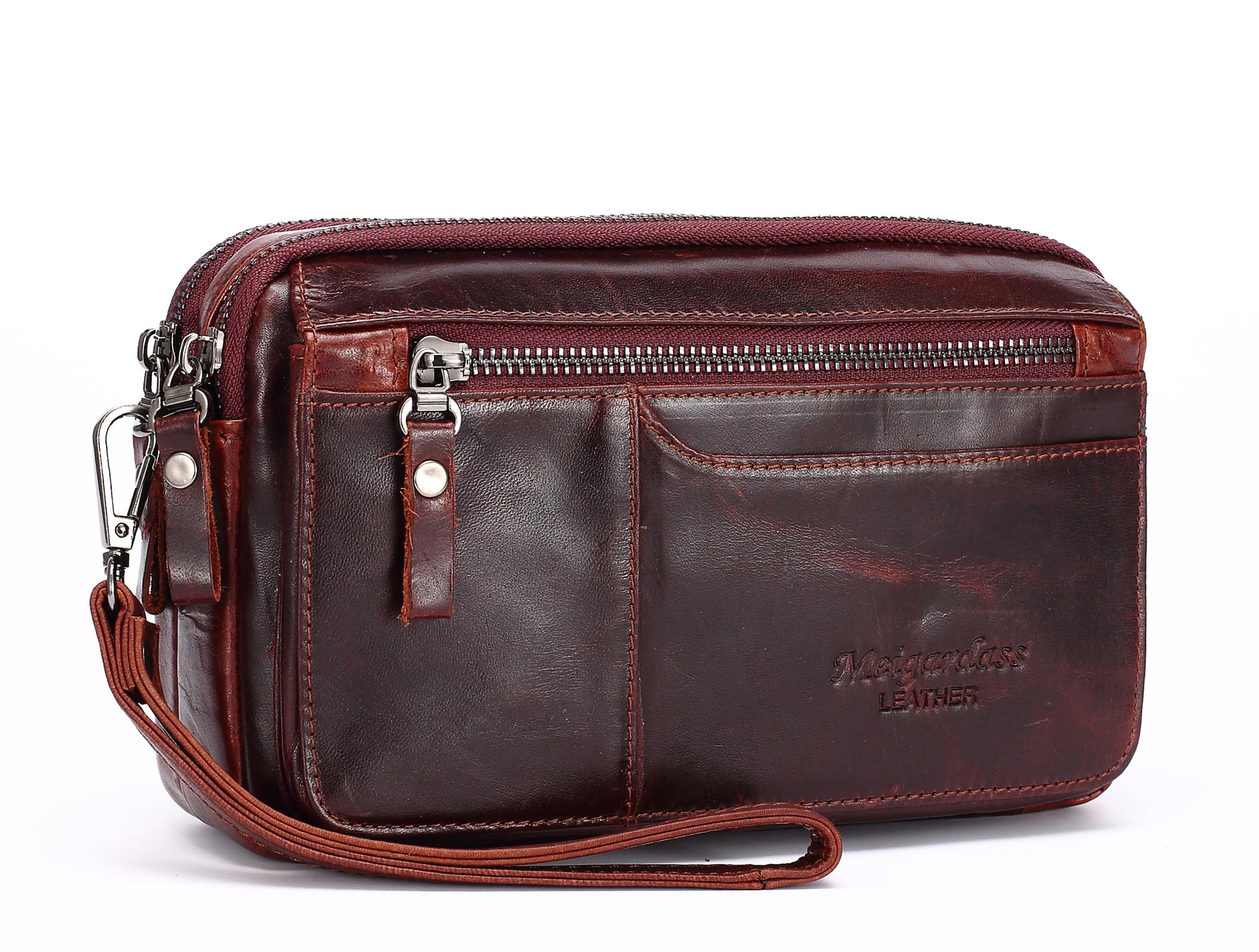 

Meigardass Clutch Second Genuine Popular Clutch Large Capacity Men s Bag, Bag, Leather, Bag, Simple, Lightweight, (Red-3)