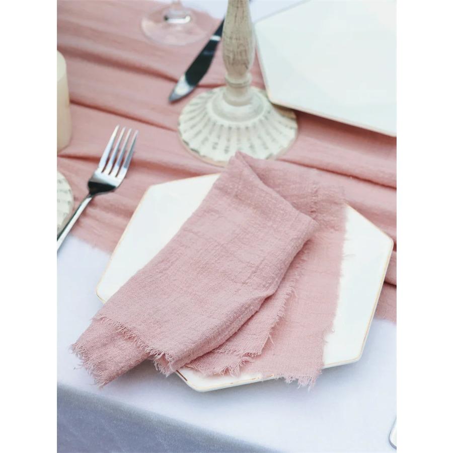 1 Stück Stoffservietten, waschbar, Tischservietten, quadratisch, rustikale Fransenservietten für Hotel, Weihnachtsessen, Tischdekoration