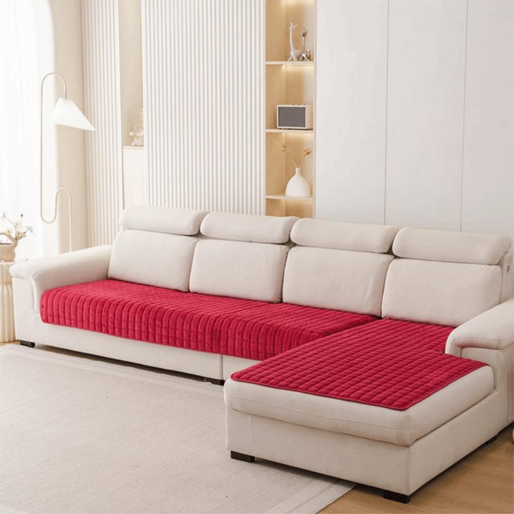 Wear Resistant Plush Flannel Plaid Sofa Cushion Stain-resistant Non-slip Sofa Cover Warm Thickened Couch Cushion Living Room