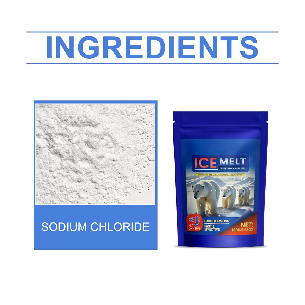 Pet Safe Ice Melting Agent Suitable For Concrete Ice Melting Snow Melting Is Effective Below -15 Degrees For Snow Removal And Icing Carrying Bag,100g