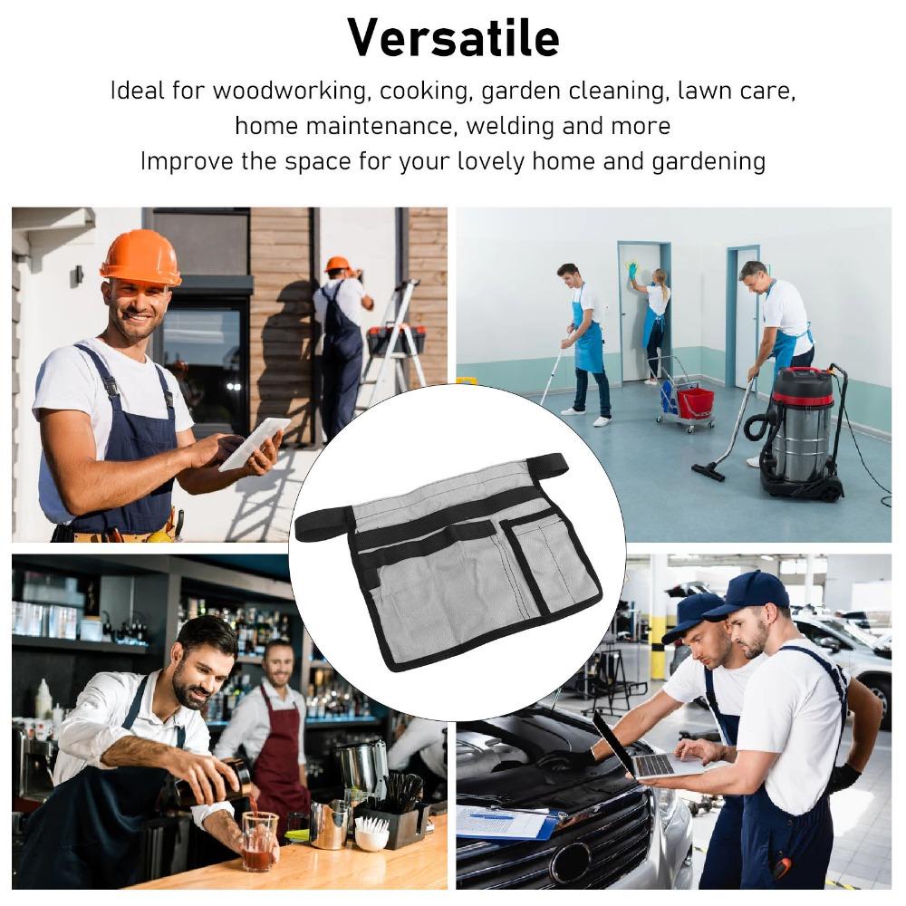 Heavy-Duty Tool Waist Apron Adjustable Strap Work Apron Belt Multi-Pocket Tool Pouch  Outdoor Use