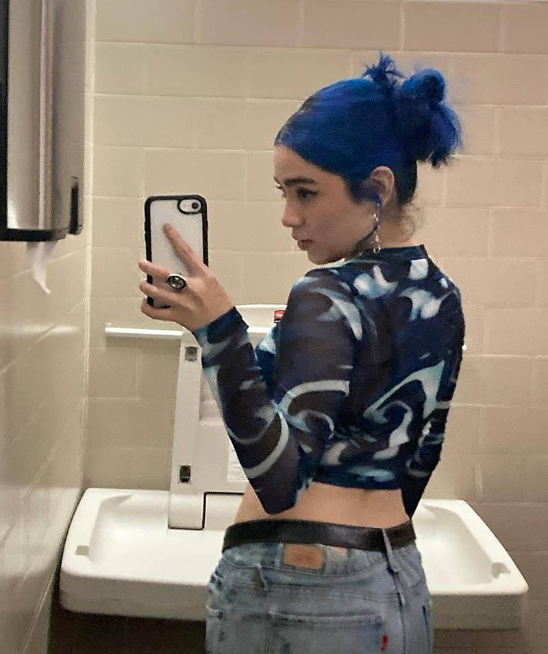 Módní Dámské Crop Tops Síťovina Průsvitný potisk Tričko s kulatým výstřihem Pulovry s dlouhým rukávem Sexy streetwear y2k topy Harajuku