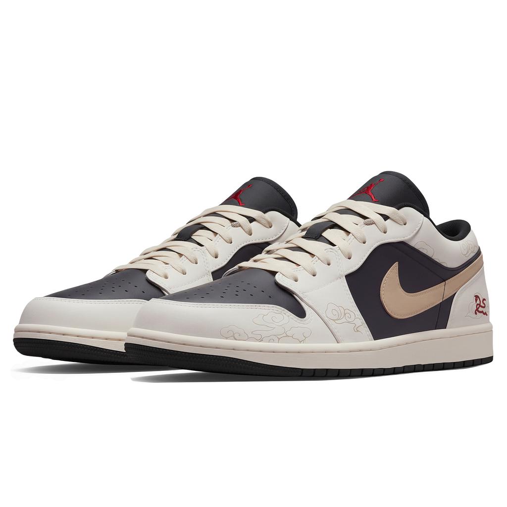 Jordan Air Jordan 1 Low Three Times Laboratory, Horse Year, Black Steed Soaring Cloud Abrasion Resistant 553558-081(Team210-)