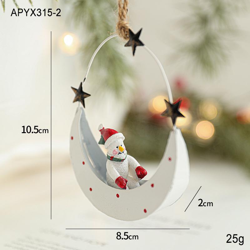 

Christmas Ornament, Santa Claus on Crescent Moon, Holiday Decor, Festive Hanging Decoration, Christmas Tree Accent, Whimsical Santa белый
