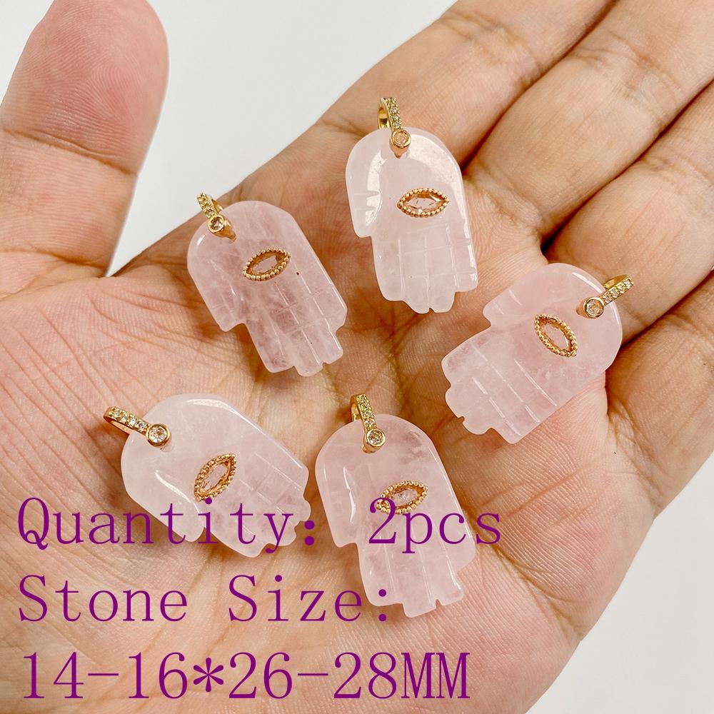 2pcs Natural Rose Pink Crystal Quartz Stone Pendant Conector Charm For Handmade Women Necklace Bracelet Earring Jewelry Making